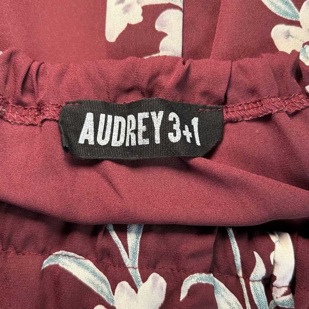 Audrey 3+1 Floral Romper Small Halter Neck Tie Strap Burgundy Boho Summer - Picture 3 of 4